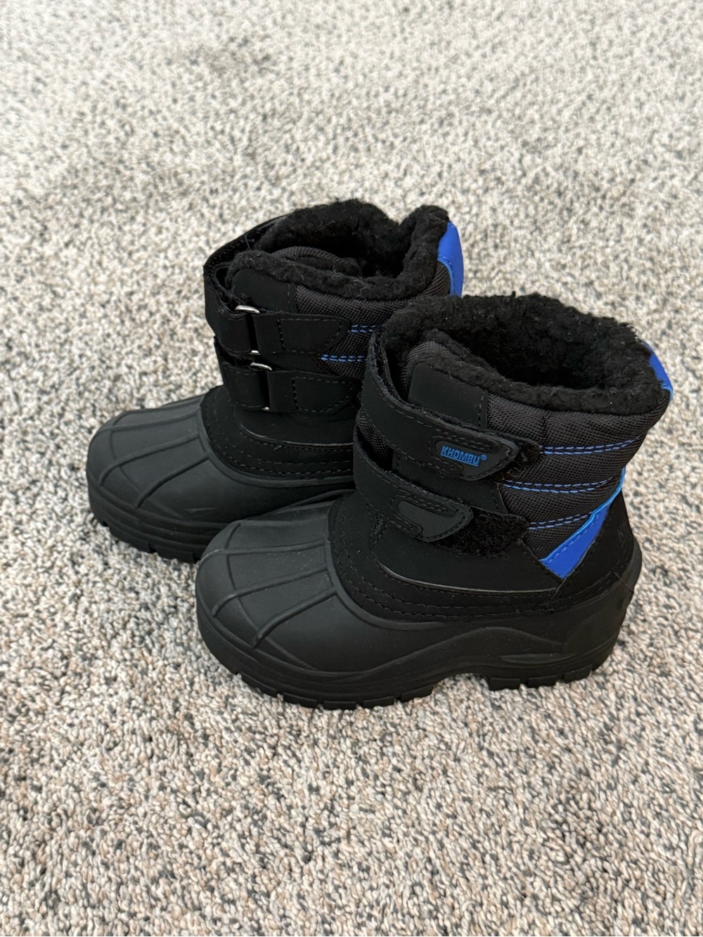 Kids Black and Blue Winter Snow Boots